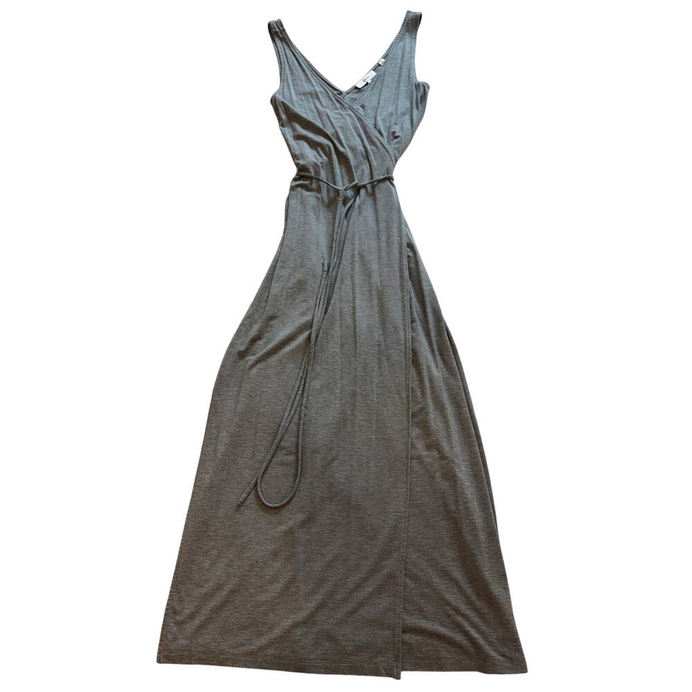 Vince Gray Simple Midi Deep V Tank Top Wrap Dress Size Small